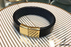 Gold Avant Black Leather Bracelet